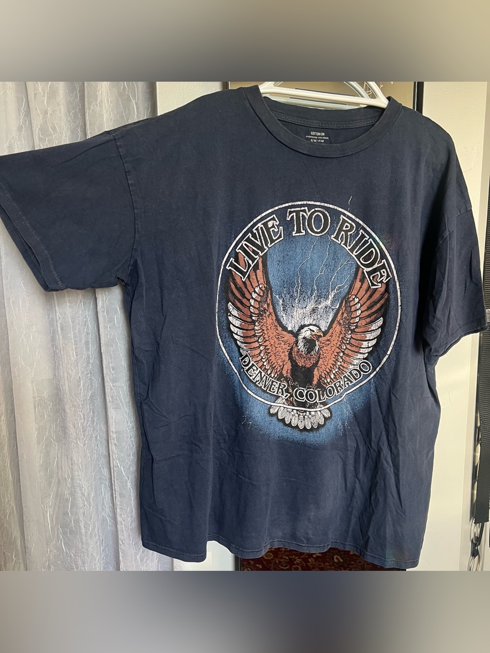 Live To Ride Eagle Graphic T-Shirt - Navy